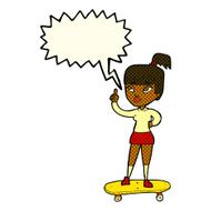 cartoon skater girl with speech bubble N6