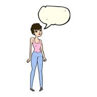 cartoon pretty woman with speech bubble N164