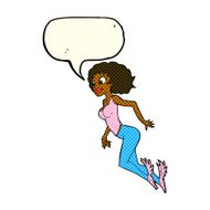 cartoon flying woman with speech bubble N6
