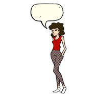 cartoon pretty woman with speech bubble N165