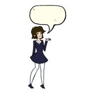 cartoon pretty woman in dress with speech bubble N29