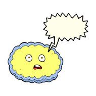 shocked cartoon cloud face with speech bubble N3