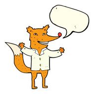 cartoon happy fox wearing shirt with speech bubble N3