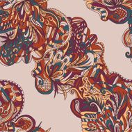 Abstract hand-drawn wave floral pattern N66