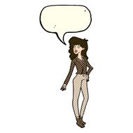 cartoon pretty woman with speech bubble N166