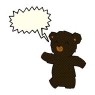 cute cartoon black bear with speech bubble N44