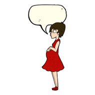 cartoon pregnant woman with speech bubble N12