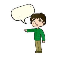 cartoon boy pointing with speech bubble N16