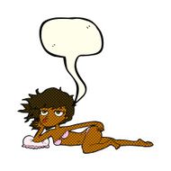 cartoon woman posing in underwear with speech bubble N6