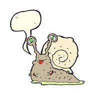 cartoon gross slug with speech bubble N9