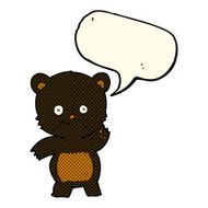 cartoon waving black bear with speech bubble N33