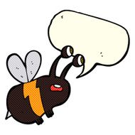 cartoon frightened bee with speech bubble N6