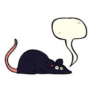 cartoon black rat with speech bubble N5