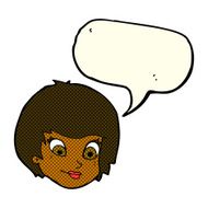 cartoon female face with speech bubble N86