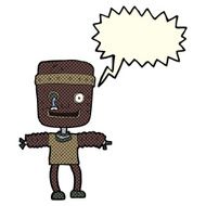 cartoon robot with speech bubble N108