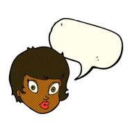 cartoon surprised female face with speech bubble N38