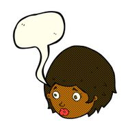 cartoon girl with concerned expression speech bubble N5