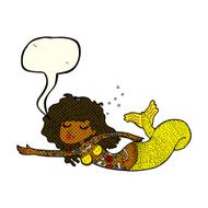 cartoon mermaid covered in tattoos with speech bubble N6