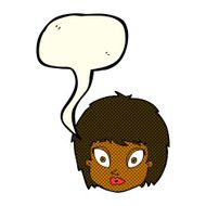 cartoon surprised female face with speech bubble N39