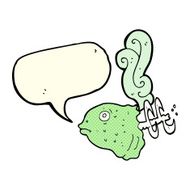 cartoon smelly old fish head with speech bubble N3