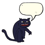 cartoon black cat with speech bubble N20
