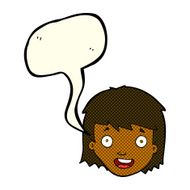 cartoon happy female face with speech bubble N112