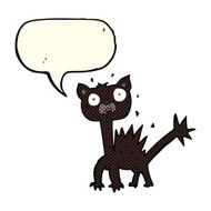 cartoon scared cat with speech bubble N6