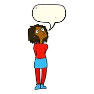 cartoon curious woman with speech bubble N35