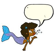 cartoon mermaid blowing kiss with speech bubble N6