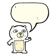 cartoon waving polar bear cub with speech bubble N25