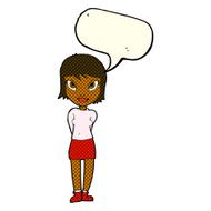 cartoon pretty girl with speech bubble N58
