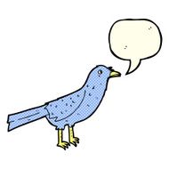 cartoon crow with speech bubble N8