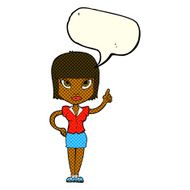 cartoon pretty girl with idea speech bubble N18