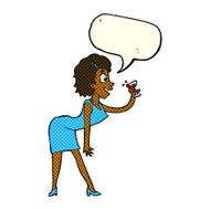 cartoon woman with drink speech bubble N5