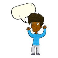 cartoon man waving arms with speech bubble N6