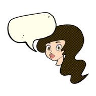 cartoon pretty female face with speech bubble N59