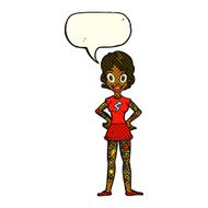 cartoon woman with heavy tattoos speech bubble N6