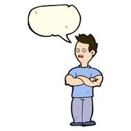 cartoon man with crossed arms speech bubble N18