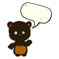 cartoon little black bear waving with speech bubble N3