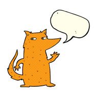 cartoon fox waving with speech bubble N3
