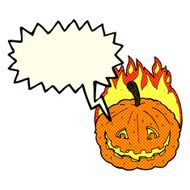 cartoon grinning pumpkin with speech bubble N6