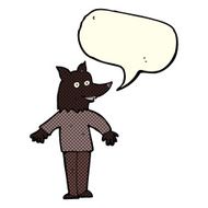 cartoon happy werewolf with speech bubble N3