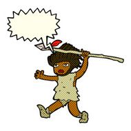 cartoon caveman with speech bubble N5