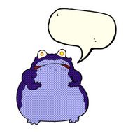 cartoon fat frog with speech bubble N6