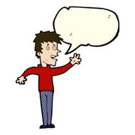 cartoon happy boy waving with speech bubble N12