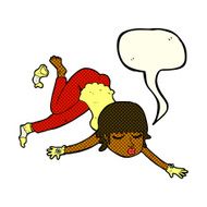 cartoon woman floating with speech bubble N6