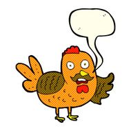 cartoon old rooster with speech bubble N6
