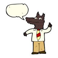 cartoon business wolf with idea speech bubble N3