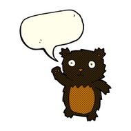 cartoon waving black bear cub with speech bubble N27