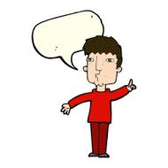cartoon man raising point with speech bubble N3